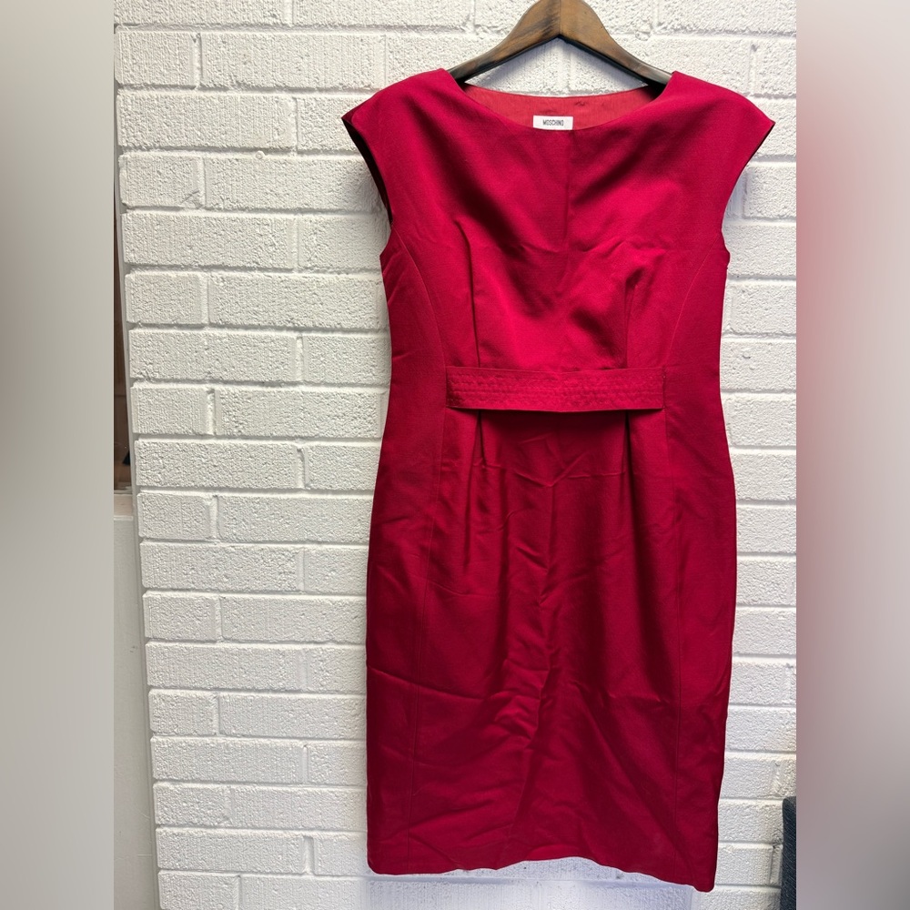 Moschino Elegant Red Midi Wool & Silk Dress